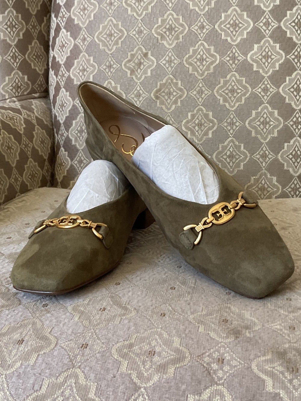 Sam Edelman Kimmi Olive Suede Square Toe Loafer Flats - Size 9 NEW